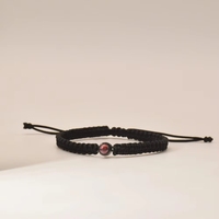 Pulsera de Proyección de Fotos Personalizada, Chapada en Oro, de Acero Inoxidable, con Cuerda Tejida a Mano para Hombre, con Foto Personalizada