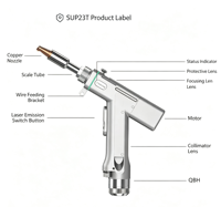 Tête de soudage laser à fibre portable 4-en-1 SUP 23T & 21T pour machine de soudage laser à fibre