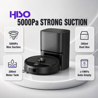 Robot aspirateur autonettoyant 5000Pa avec navigation laser LDS, contrôle par application, batterie 2400mAh, auto-recharge, balayage et lavage