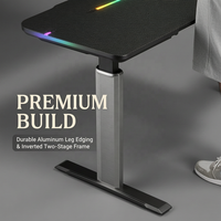 Bureau de jeu portable AOR à refroidissement électrique, hauteur réglable, éclairage LED, commandes dissimulées, design extensible, aluminium