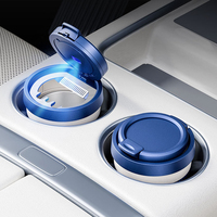 Cendrier de voiture de luxe YECAI avec couvercle à lumière LED bleue, design tasse à café, multifonctionnel pour l'intérieur des véhicules Audi VW Mercedes