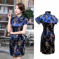 Grande taille 5XL 6XL Qipao femmes Sexy Mini Split Cheongsam Vintage col Mandarin court Qipao traditionnel chinois robe Vestidos