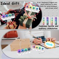 Prêt à expédier : Lot de 2 porte-clés anti-stress 4-en-1 avec clavier et bouton-pression, idéal pour un cadeau
