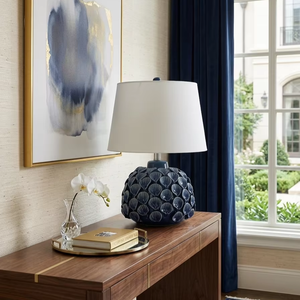 Blue Glazed <b>Plug</b> in Ceramic Table Lamp Luxury Table Lamp White Table Lamp Shade Hotel Table Lamp for Bedroom - Product Image 1