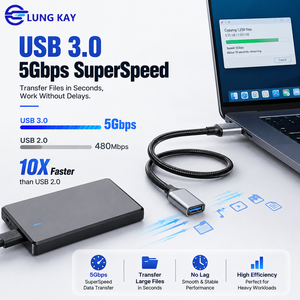 LUNG KAY สายต่อขยาย USB 3.0 ประเภท a ชายกับหญิง 5Gbps ความเร็วสูงซิงค์ข้อมูลสำหรับเวิร์คสเตชั่นอุตสาหกรรม/พีซี/ฮับ - Product Image 2