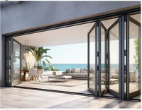 Pintu Lipat Kaca Aluminium Modern Anti Air, Isolasi Panas, Permukaan Lapisan Bubuk, Interior Eksterior Apartemen $100