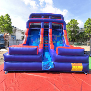 Tobogán inflable comercial de doble cara para eventos al aire libre, castillo inflable para niños, tobogán inflable azul seco para fiestas - Product Image 2