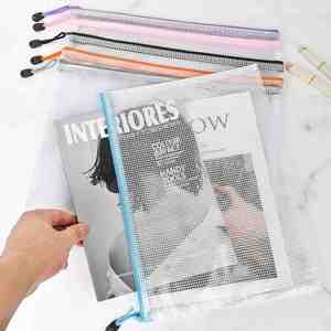 Transparent PVC Mesh Zipper Pouch Bags A3/A4 Size Puzzle Bags for Travel Storage Office & School Supplies Organization - Product Image 5