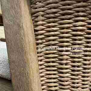 Ensemble de table et chaises de salle à manger en bois de teck Hangkai avec tressage en rotin PE, tables en bois, 6 chaises - Product Image 6