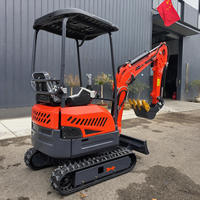 Mini-excavatrice hydraulique sur chenilles de 1,8 tonne avec cabine, excavatrice compacte pour projets résidentiels et de petite envergure (certifiée CE)