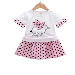 Conjunto de Ropa para Niñas de 4 a 10 Años, Vestido de Verano con Falda Personalizada, Volantes de Algodón, Mini Vestido de Moda con Puntos, 2 Piezas - Product Image 1