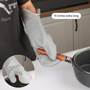 热迷你烤箱手套热垫Potholders硅胶超长烤箱手套和锅架套装，用于厨房烘焙烹饪 - Product Image 4