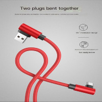 Câble USB Type C tressé à 90 degrés, chargeur et synchronisation de données, double forme en L, 1 m, nylon, USB C, charge rapide 5A, rotation à 180 degrés