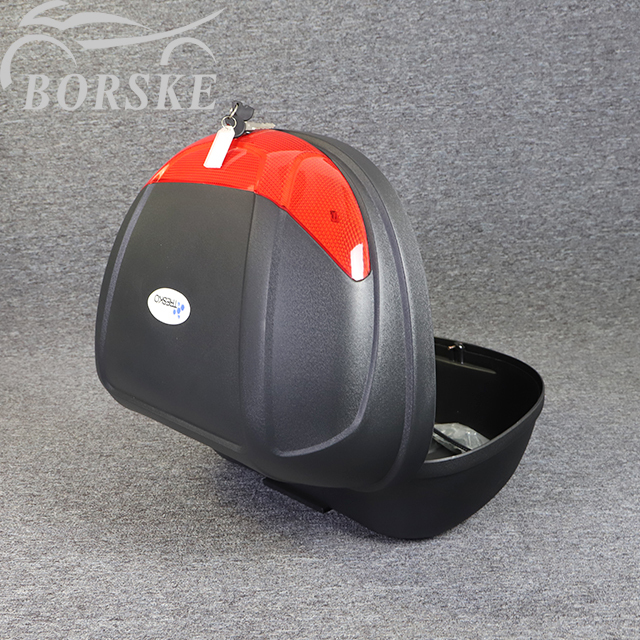 Top Case Moto 48L Noir Mat Dim lumière rouge Touring Bagage Coffer evec Dossier Fermeture