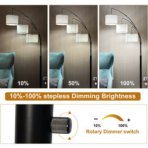 Lámpara de Pie Giratoria de Estilo Mid-Century con 3 Luces, LED Regulable, Alto CRI 90, Control Táctil, Pantalla Beige, Base Metálica Estable, Decoración para el Hogar - Product Image 4