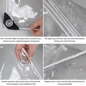 10ft x 13ft không thấm nước <span class=keywords><strong>PVC</strong></span> rõ ràng tarps với grommets Heavy Duty cắm trại ngoài trời trong suốt Tarp - Product Image 3