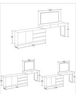 <span class=keywords><strong>Commode</strong></span> de rangement 6 tiroirs en <span class=keywords><strong>bois</strong></span> <span class=keywords><strong>blanc</strong></span> moderne avec miroir coiffeuse pour chambre à coucher - Product Image 2