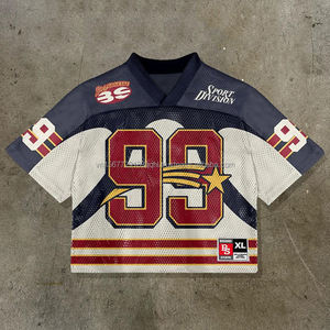 Nouveau T-shirt en jersey 100 % polyester respirant, col en V, coupe ample, décontracté, imprimé personnalisé, manches courtes, polyvalent, style sportif - Product Image 2