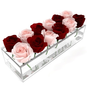 Set di 4 Vasi Rettangolari in Acrilico Trasparente da 30 cm per <span class=keywords><strong>Centrotavola</strong></span> Floreale, Decorazione Moderna per Tavolo da Pranzo e Casa - Product Image 1