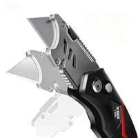 Couteau utilitaire tactique pliable mini AIRAJ modèle 1358, 4 lames droites en alliage d'aluminium, système de changement rapide, 17 cm de longueur totale