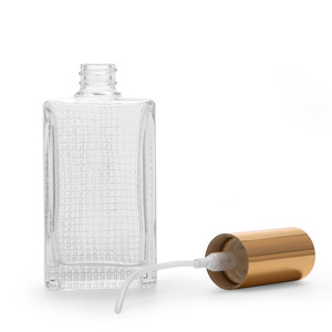 Flacons de parfum carrés plats de luxe en verre 50ml & 100ml avec bouchon roll-on, sérigraphie, rechargeables, portables pour crème visage - Product Image 1