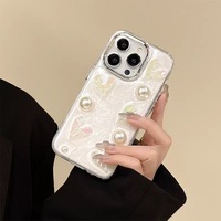 Coque de téléphone antichoc en PC+TPU avec motif nœud papillon 3D et strass pour iPhone 16/15/14/13 Pro Max