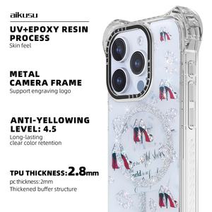 Funda para Teléfono de Resina Epoxi Brillante Personalizada de la Marca AIKUSU, OEM/ODM Disponible para iPhone 17 16 15 Pro Max - Product Image 5