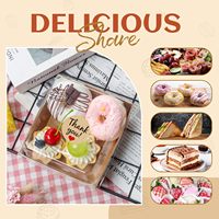 Mini boîtes à gâteaux jetables avec couvercles transparents, recyclables, avec poignée marron pour sushis, sandwichs, gâteaux