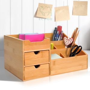 Organisateur de bureau en bambou Support de rangement multifonction Caddy Tiroirs Fourniture de bureau Organisateur de tiroir en bambou - Product Image 1