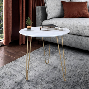 <strong>UK</strong> Design Luxury Metal Side <strong>Table</strong> Small Wood Marble <strong>Coffee</strong> <strong>Table</strong> <strong>with</strong> Golden Leg for Modern Living Room Furniture - Product Image 4