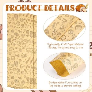 Sacs en papier personnalisés avec logo, blancs, résistants à la graisse, de qualité alimentaire, enduits de cire, pour boulangerie, biscuits, collations, frites - Product Image 3