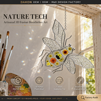 Attrape-soleil abeille artisanal de 6,7 pouces, en verre imprimé 3D avec motif floral, cadre en laiton, décoration de jardin, vente en gros, prêt pour l'audit OEM
