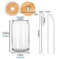 Gobelets en verre borosilicate transparent de 16 oz avec logo personnalisé, couvercle en bambou et paille pour café glacé et bière
