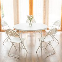 Table de banquet ronde pliable en plastique HDPE de 1,50 m (5 pieds) pour 10 personnes, moderne, facile à nettoyer, portable et durable, idéale pour l'extérieur