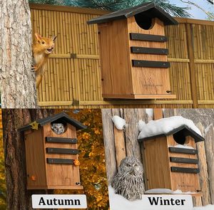 Tùy Chỉnh Sóc Nhà Screech Barn Owl Hộp Vịt Tổ Nơi Trú Ẩn Tuyết Tùng Chim Nhà Cho Bên Ngoài Mộc Mạc Lớn Nhà Chim Lồng Hộp - Product Image 6