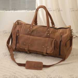 Bolsas de Viaje Deportivas Vintage de Gran Capacidad, 100% Cuero de Búfalo Genuino, Resistentes al Agua, para Hombre, OEM - Product Image 4