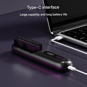 USB Rechargeable Céramique Titane Enduit Étanche Lissage Brosse À Cheveux Chauffage Rapide Ionique Soins pour Voyage Styling - Product Image 5