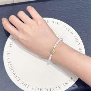 Pulsera de Perlas de Agua Dulce de Jadeíta Natural, Cuerpo Completo de Plata de Ley S925, Versátil, Elástica, Colgantes y Dijes de Perlas de Nicho Premium - Product Image 2