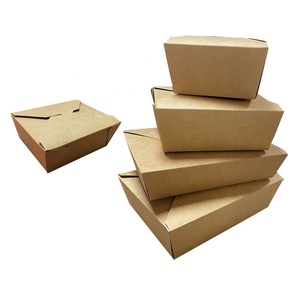 Custom printed biodegradable disposable kraft container for fast food packaging take away food paper box