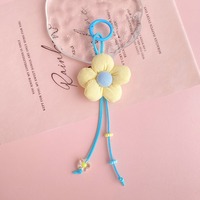 Gantungan Kunci Lanyard Bunga Matahari Warna-warni Manis & Imut, Aksesoris Tas & Ponsel dari Kain Bermotif Bunga