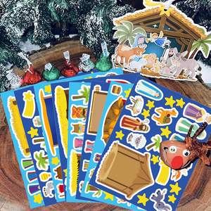 Autocollants <span class=keywords><strong>de</strong></span> la nativité pour enfants crèche artisanat faire une scène autocollant autocollants <span class=keywords><strong>de</strong></span> noë<span class=keywords><strong>l</strong></span> en vrac religieux fête faveurs fournitures - Product Image 1