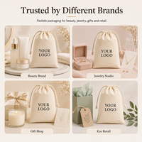 Sac en toile à cordon de serrage, sac anti-poussière en coton, pochette à bijoux avec logo personnalisé imprimé, différentes tailles, emballage cadeau, vente en gros