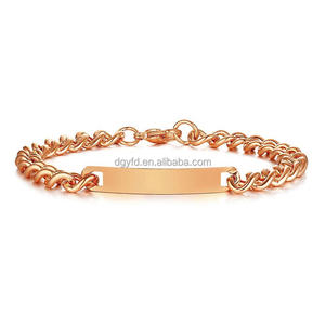 Bracelet barre gravé personnalisé argent 18K <span class=keywords><strong>or</strong></span> rose noir acier inoxydable <span class=keywords><strong>gourmette</strong></span> Bracelet bijoux <span class=keywords><strong>gravure</strong></span> femmes hommes - Product Image 6
