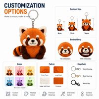 Porte-clés en peluche personnalisé Panda Rouge, mini jouet en peluche, cadeau promotionnel, marionnette mignonne et moelleuse pour la décoration de la maison et les fêtes, faible MOQ, OEM