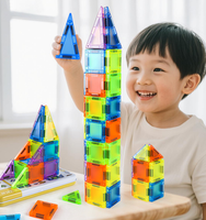 Juego de 50 Bloques de Construcción Magnéticos en Caja de Plástico, Tendencia 2025, Baldosas Magnéticas Portátiles, Juego de Viaje, Baldosas Magnéticas Mini de 3.75CM, para Todas las Edades