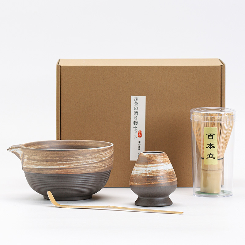 Japanese Style Retro Ceramic Matcha Tea Set with Whisk Brush Eco