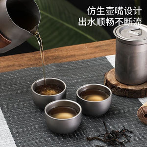 Service à thé anti-brûlure en titane haut de gamme, ensemble de camping en plein air, théière portable pour les voyages, usage domestique, utilisation en extérieur, parfait - Product Image 2