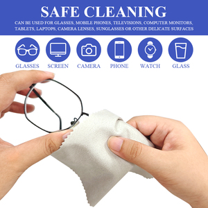 Panno personalizzato per la pulizia degli occhiali in pelle scamosciata 8*8/6*6/13*13/13*15cm disponibile grigio/blu/bianco/rosso diversi colori goffratura Logo salviette - Product Image 6