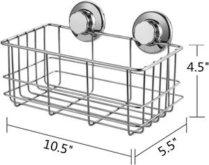 Suction cup shower rack, wall-mounted rack, bathroom <b>storage</b> rack, <b>kitchen</b> <b>storage</b> basket - stainless steel - Product Image 2