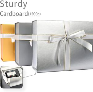 Caja de Regalo Plateada con Cierre Magnético, Cinta, Tarjeta y Relleno de <span class=keywords><strong>Papel</strong></span> Triturado <span class=keywords><strong>para</strong></span> Regalos, Graduaciones, Navidad - Product Image 4